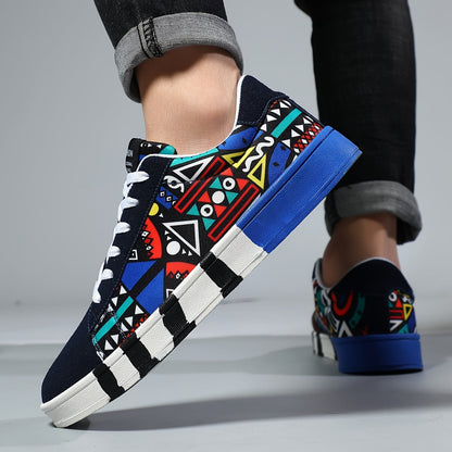Men's sneakers with colorful geometric pattern – street style casual shoes for outdoor and everyday use