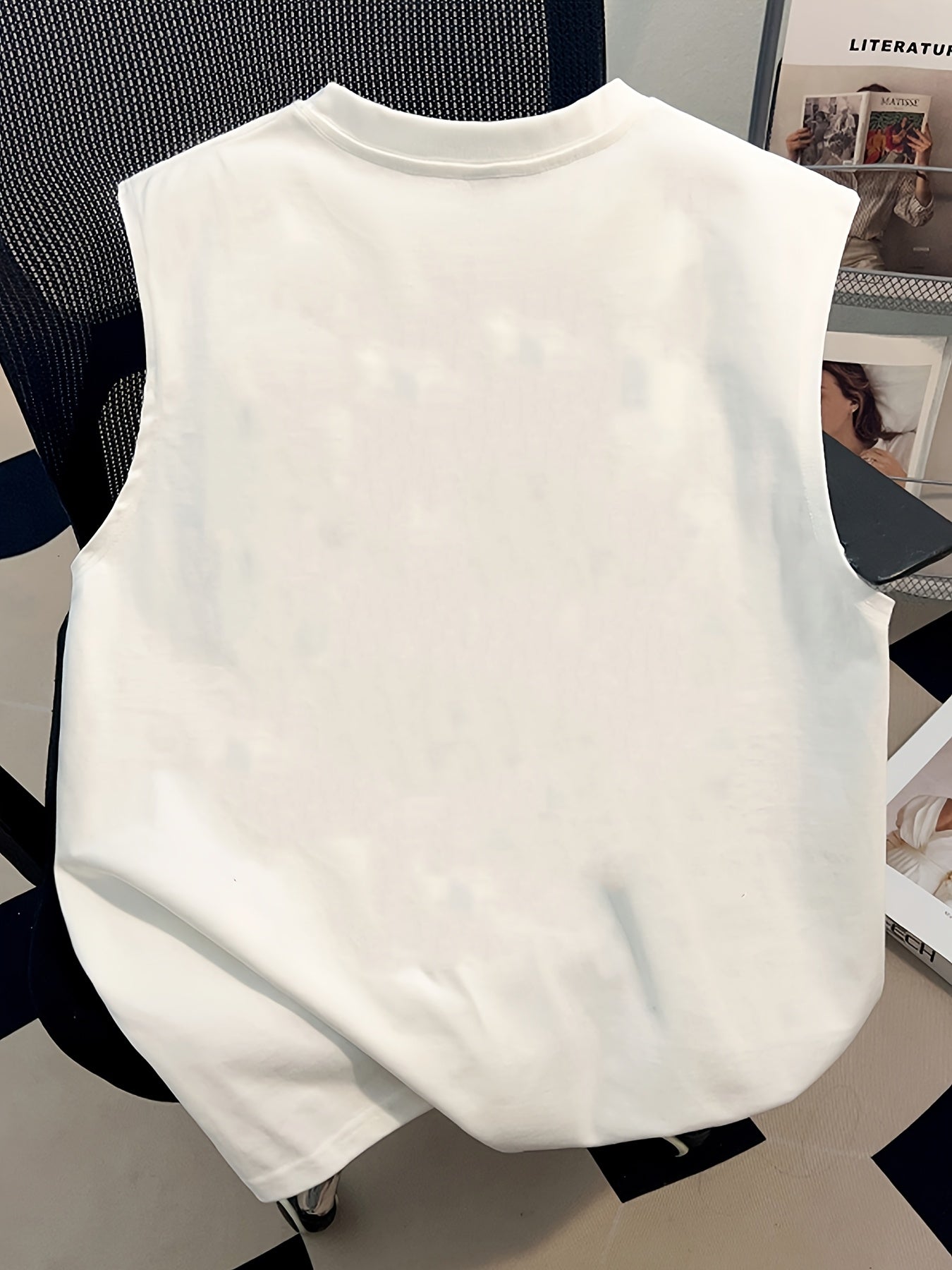 Men's streetwear tank top with cartoon graphic and casual design