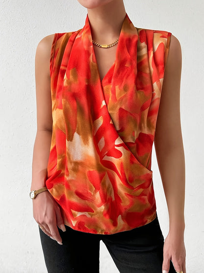Women's Wrap Blouse Elegant Sleeveless Modern Business and Casual