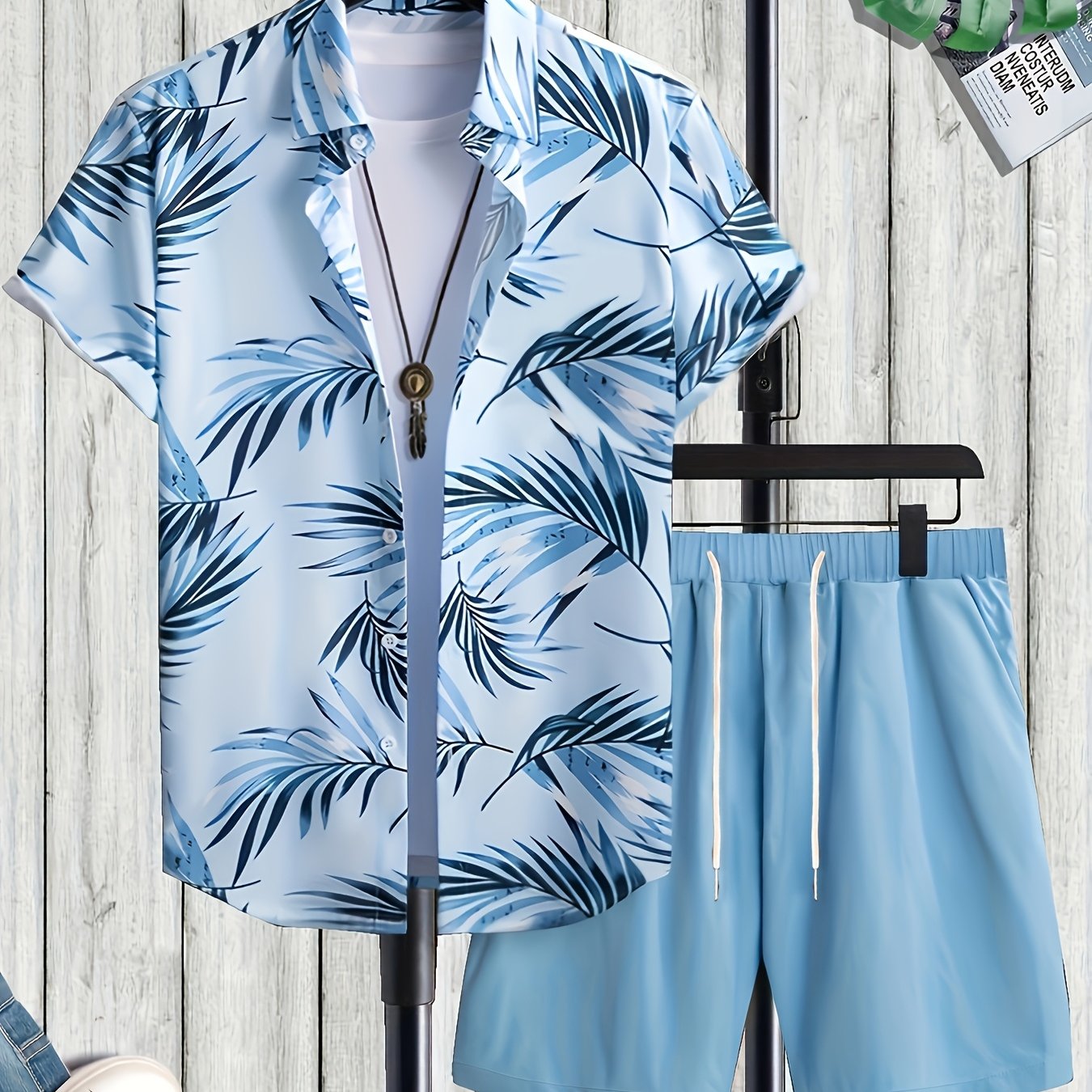 Herren Sommer Set – Kurzarm Hawaiihemd und Shorts, Freizeit Outfit für Urlaub & Alltag