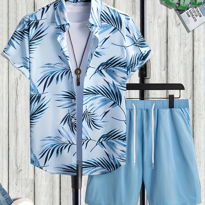 Herren Sommer Set – Kurzarm Hawaiihemd und Shorts, Freizeit Outfit für Urlaub & Alltag