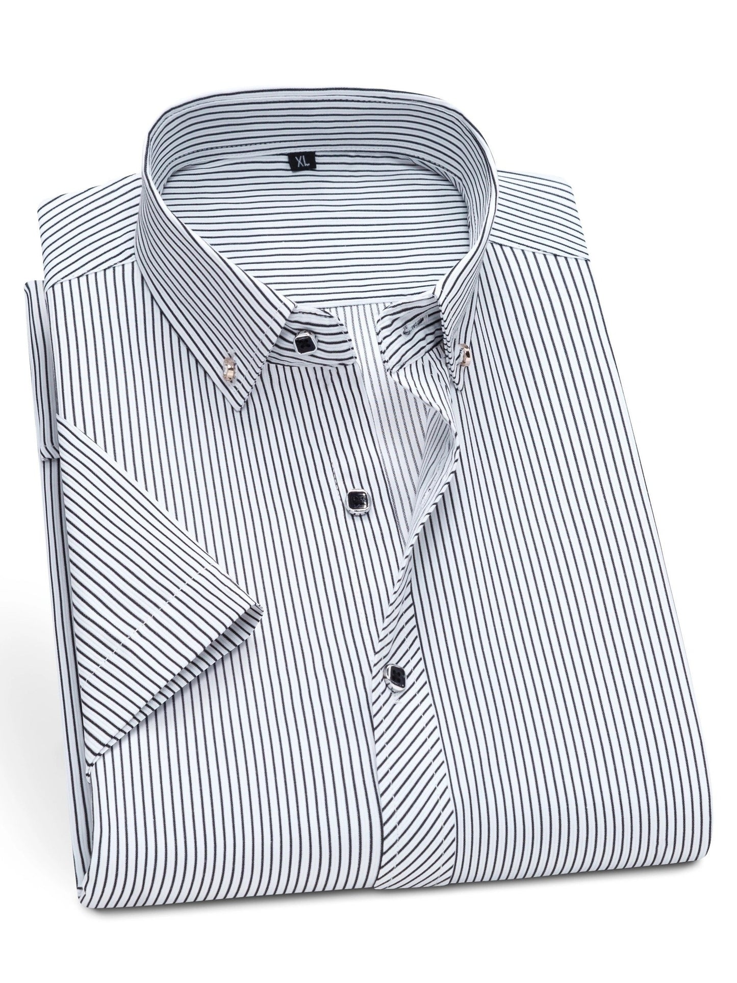 Men's Business Short-Sleeve Shirt with Pinstripes – Modern Design for Office and Leisure