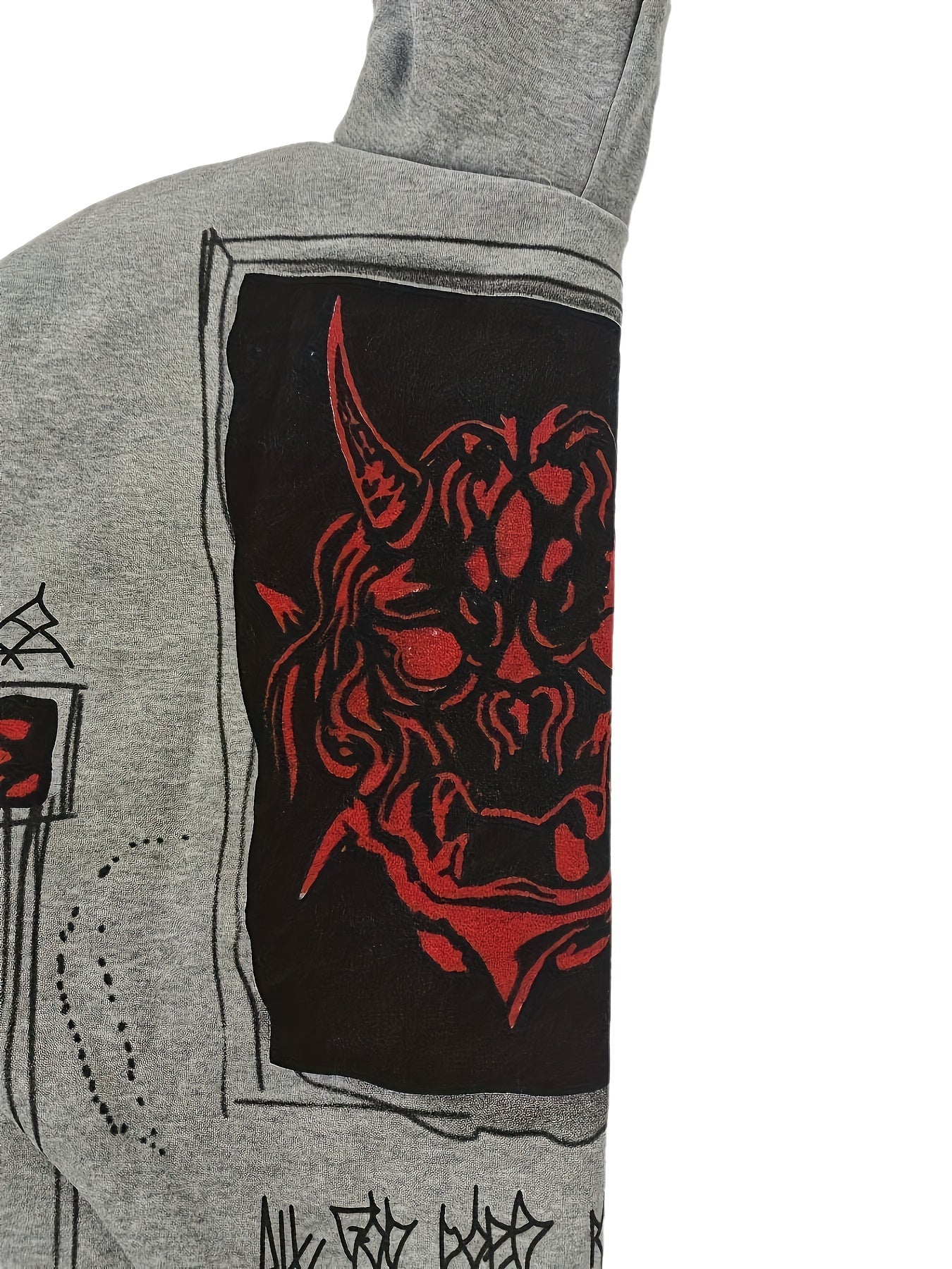 Unisex Kapuzenjacke mit Reißverschluss und Grafikprints, Grau