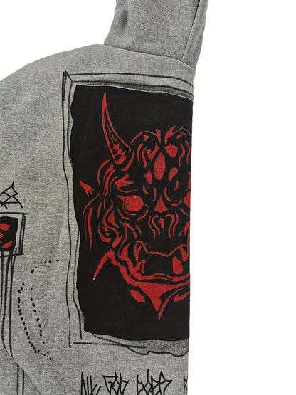 Unisex Kapuzenjacke mit Reißverschluss und Grafikprints, Grau