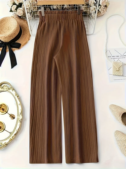 Women's Elegant Pleated Pants with Bow Waist, Wide Leg, Perfect for Spring and Summer, Casual and Office