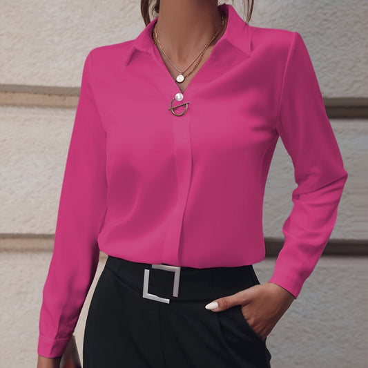 Damen Elegante Slim Fit Langarm Business Bluse – Stilvolle Büro- und Freizeitmode
