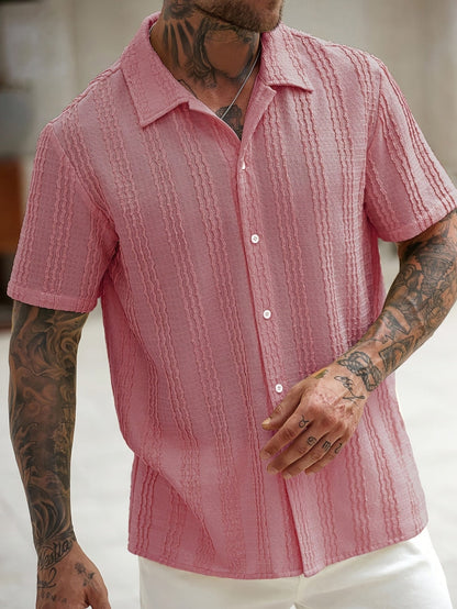 Men's Short-Sleeve Striped Shirt – Modern Summer Shirt for Leisure & Vacation