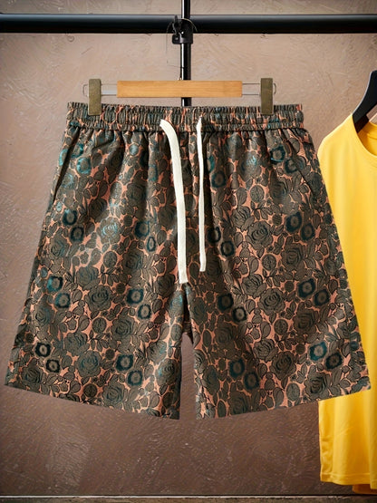 Men's jacquard shorts with floral pattern for casual and street style
