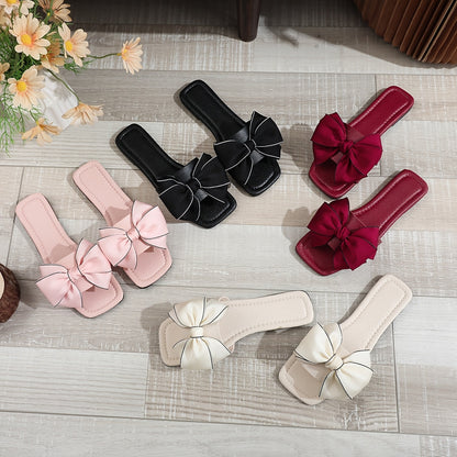 Damen Sandalen mit großer Schleife – Modische Slides für Freizeit und Sommer