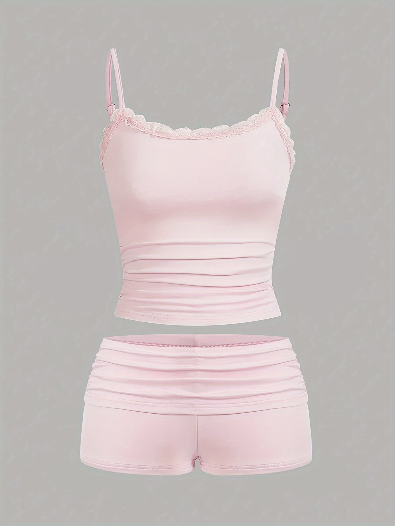 Women's Loungewear Set Two-Piece – Elegant Crop Top and Shorts for Spring & Summer