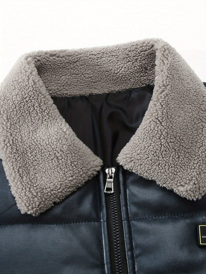 Men's quilted jacket in casual style with teddy collar – perfect for everyday and leisure use