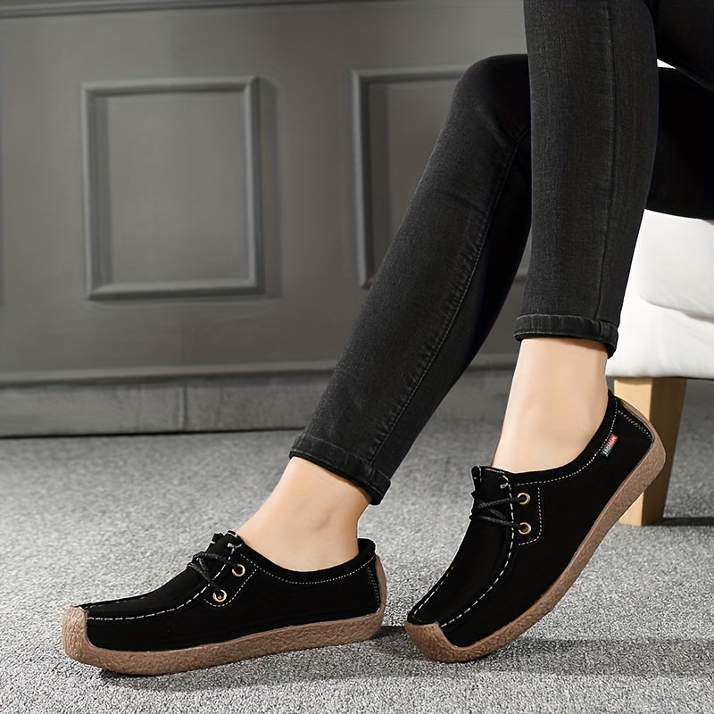Damen Freizeit-Slipper im Mokassin-Stil – Bequeme Alltags-Schnürschuhe