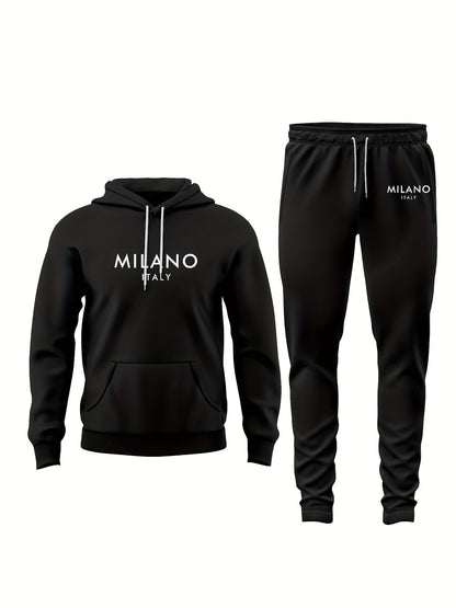Men's Milano Italy Tracksuit Set – Hoodie & Jogging Pants for Leisure and Sports