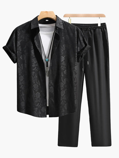 Men's Short-Sleeve Shirt Modern Floral Print – Stylish Casual Wear for Summer