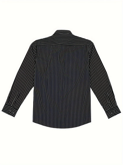 Herren Slim Fit Streifenhemd – Modernes Business & Freizeit Langarmhemd