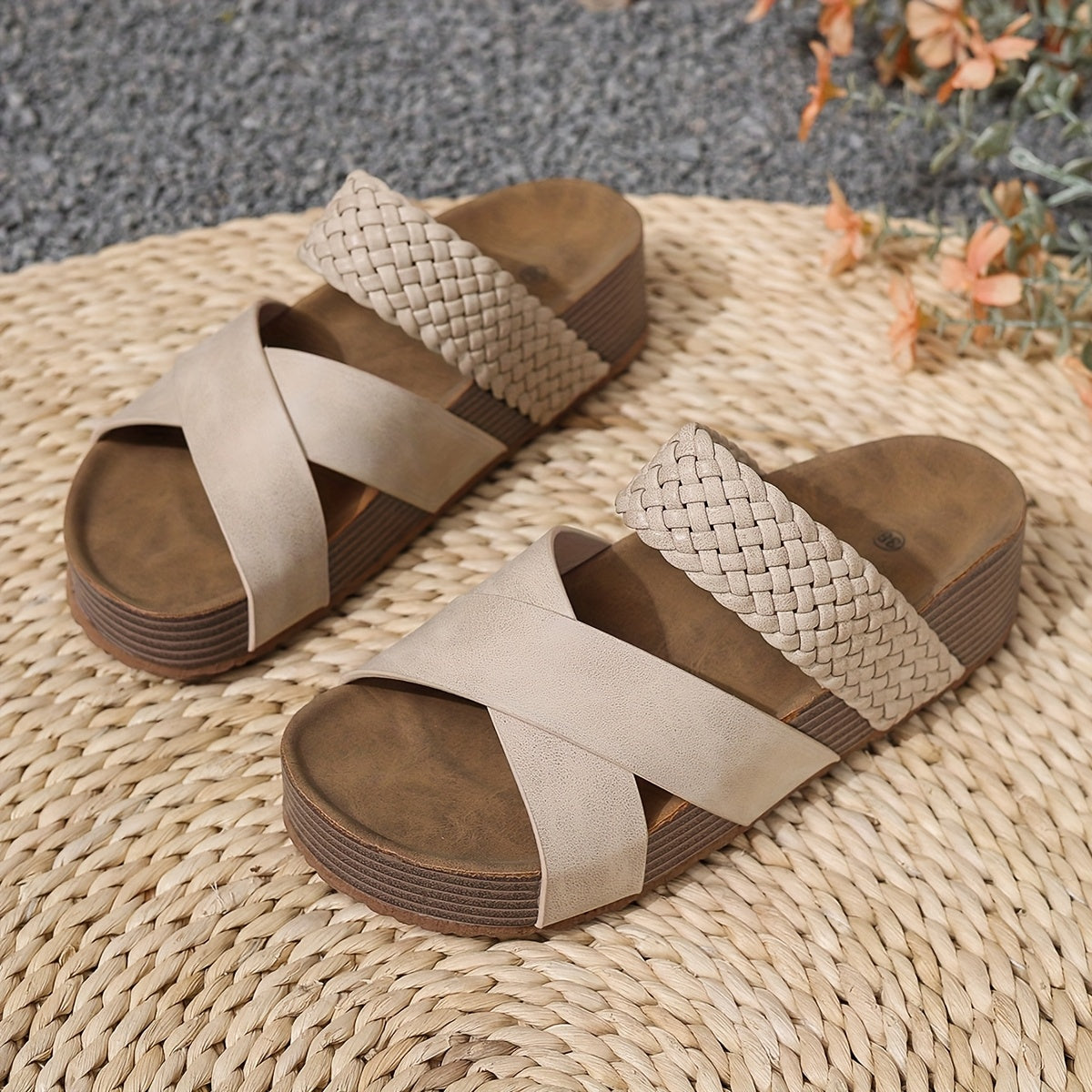 Damen Plateau-Sandalen mit geflochtenem Riemen – Boho Style für Freizeit und Sommer