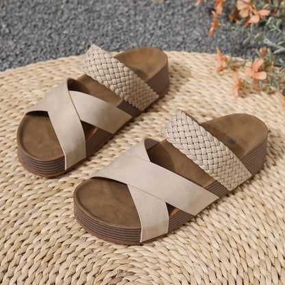 Damen Plateau-Sandalen mit geflochtenem Riemen – Boho Style für Freizeit und Sommer