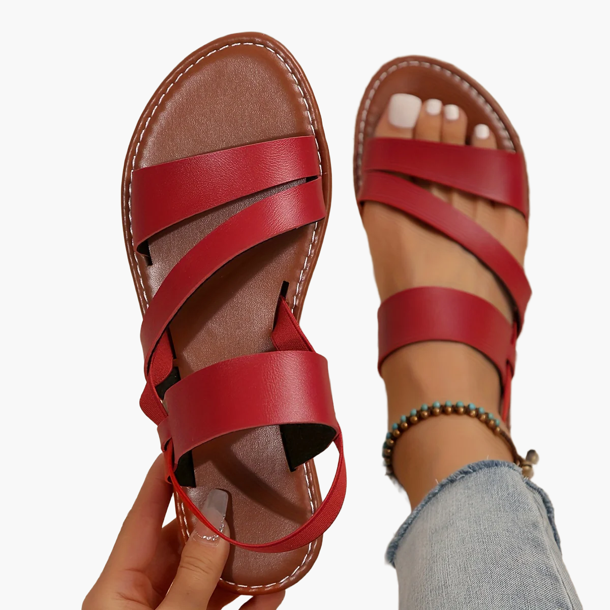 Women's Summer Shoes Casual Flat Sandals with Cross Straps