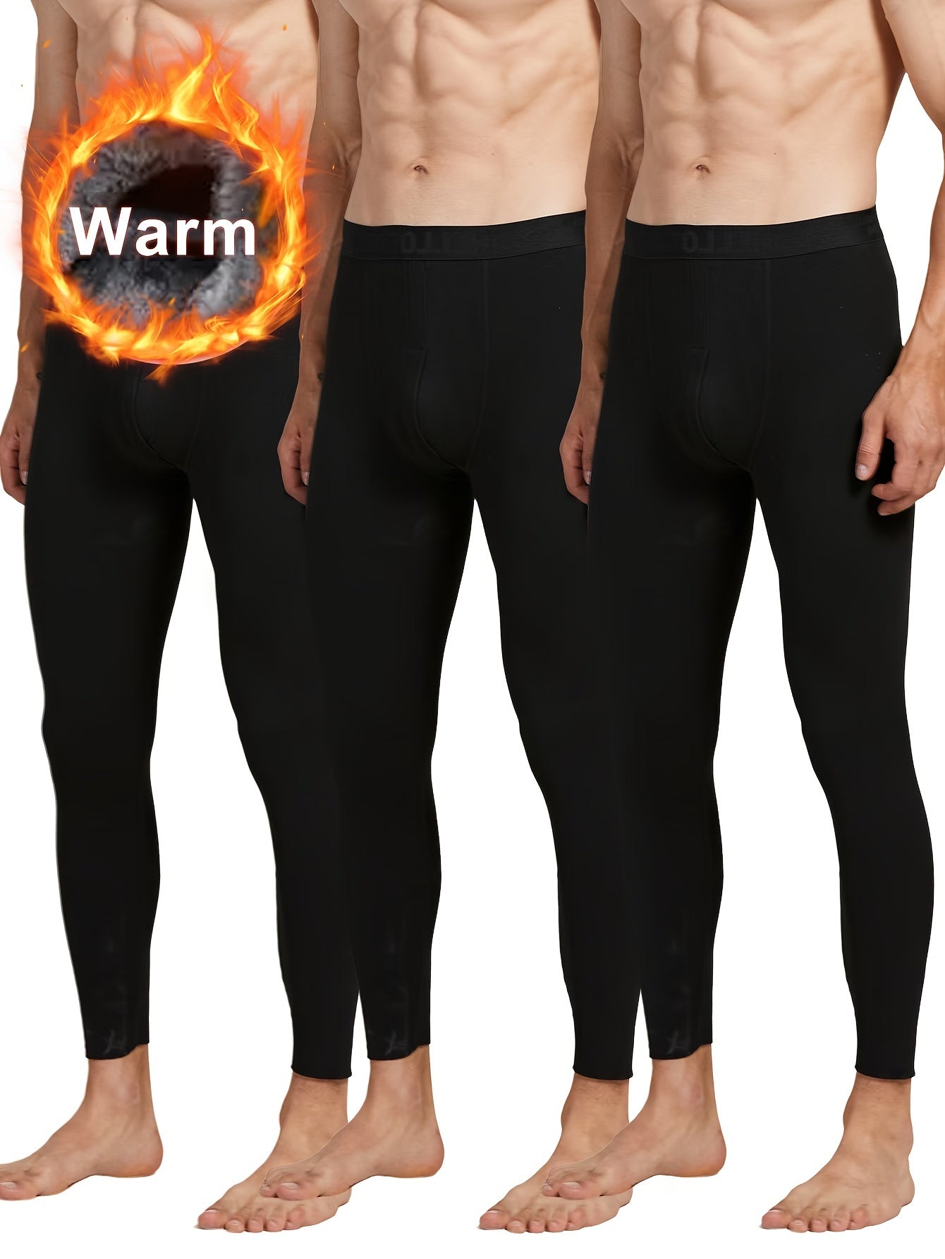 3-Pack Men’s Thermal Pants, Warm Long Underwear, Basic Men’s Leggings