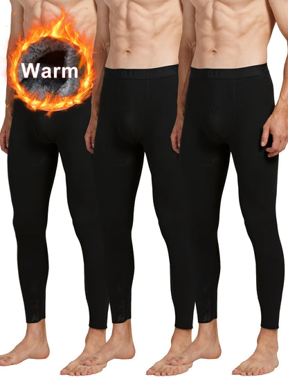 3-Pack Men’s Thermal Pants, Warm Long Underwear, Basic Men’s Leggings
