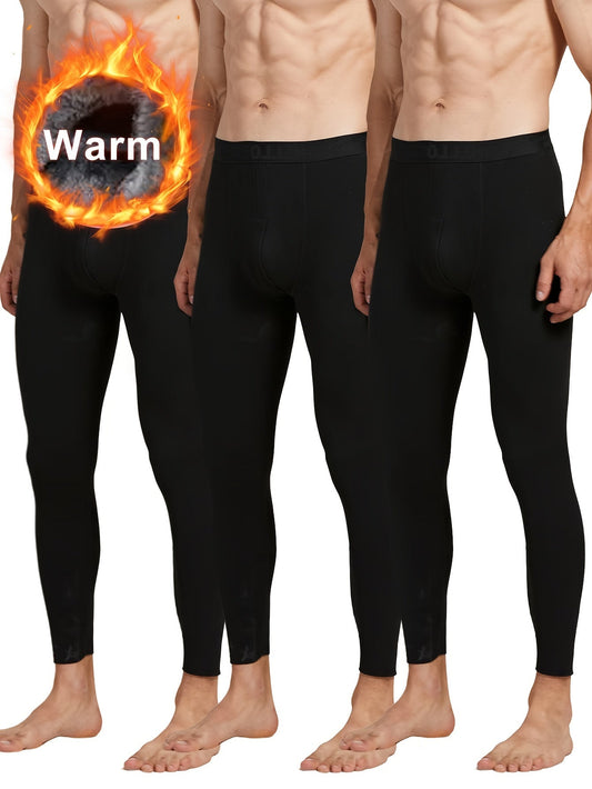 3-Pack Men’s Thermal Pants, Warm Long Underwear, Basic Men’s Leggings