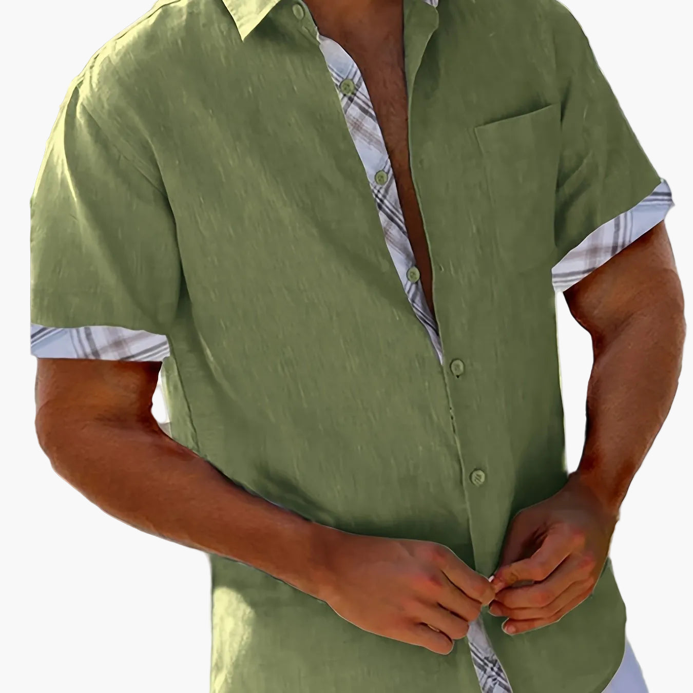 Men's Short-Sleeve Casual Shirt with Contrast Elements – Summer Shirt for Beach and Everyday Wear