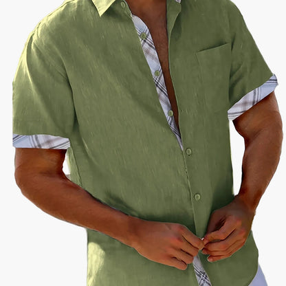 Men's Short-Sleeve Casual Shirt with Contrast Elements – Summer Shirt for Beach and Everyday Wear