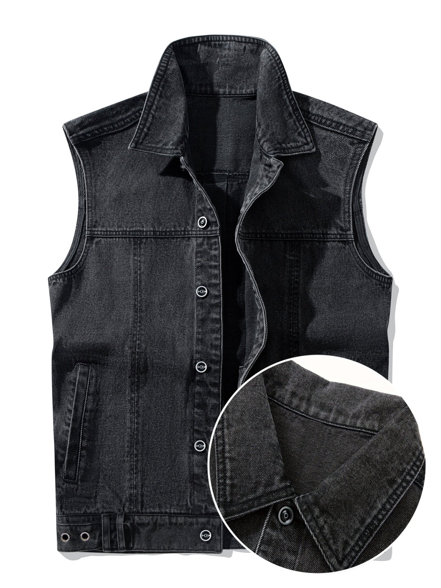 Men's Casual Style Denim Vest for Spring and Autumn – Sleeveless Vest with Button Front and Notched Collar