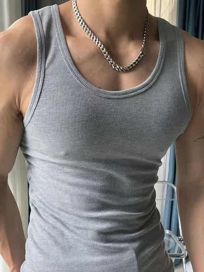 Men's slim fit tank top – Ideal for sports and leisure, ribbed basic top