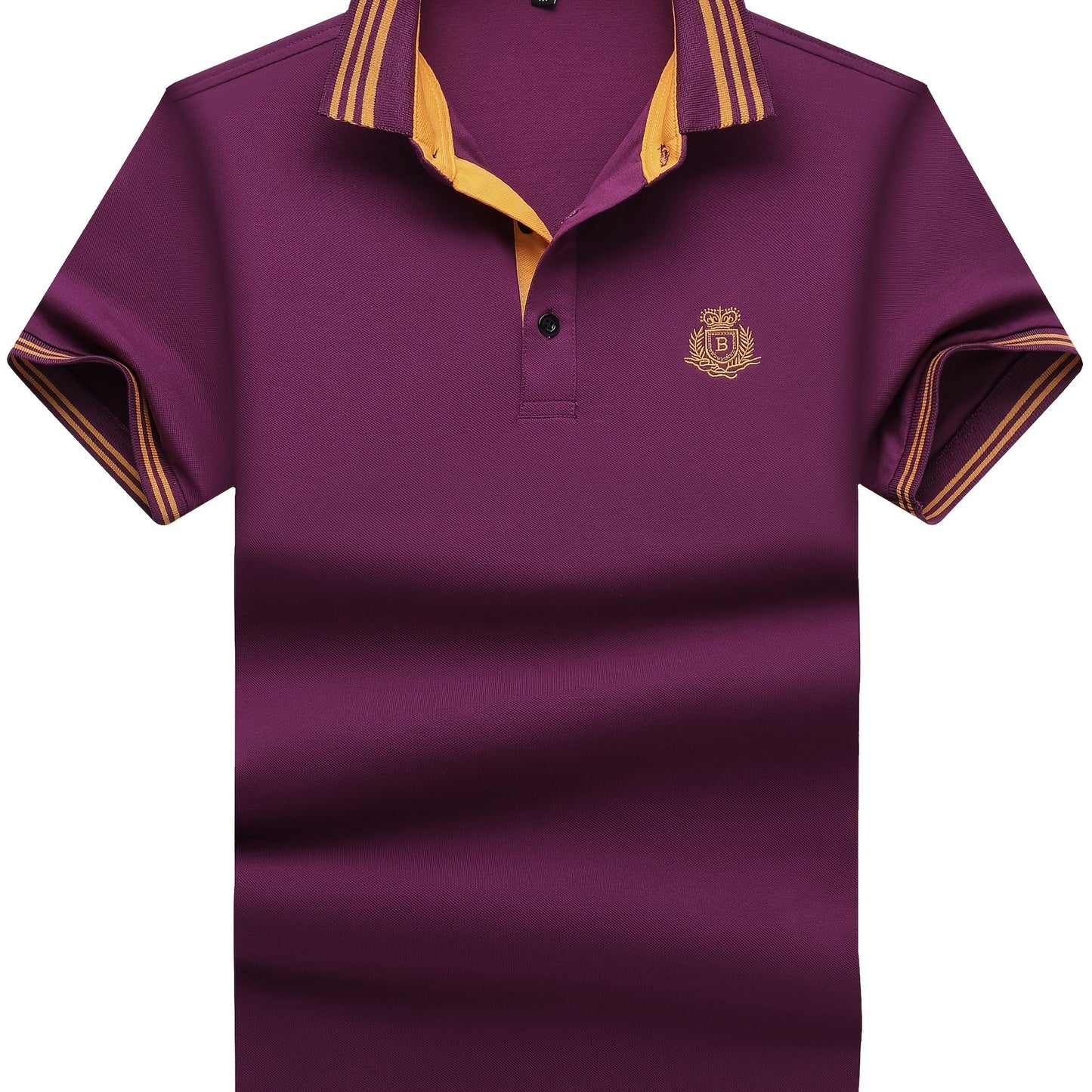 Men's Polo Shirt with Striped Collar and Embroidery – Sporty-Elegant Casual Style