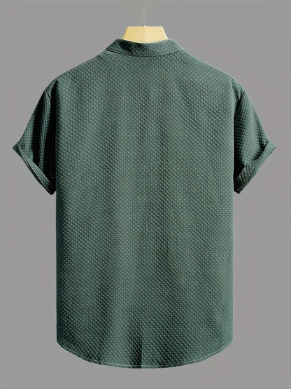 Men's casual shirt with short sleeves and stand-up collar – modern summer shirt for everyday and leisure use