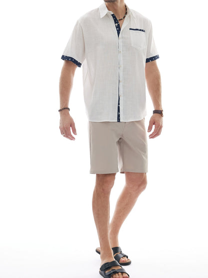 Men's Summer Short-Sleeve Casual Shirt with Contrast Details – Perfect for Vacation & Everyday Wear