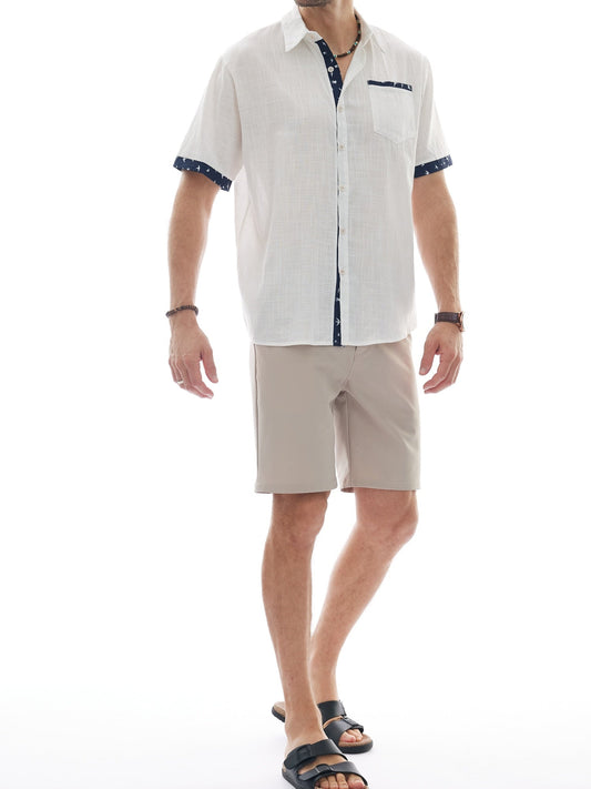 Men's Summer Short-Sleeve Casual Shirt with Contrast Details – Perfect for Vacation & Everyday Wear