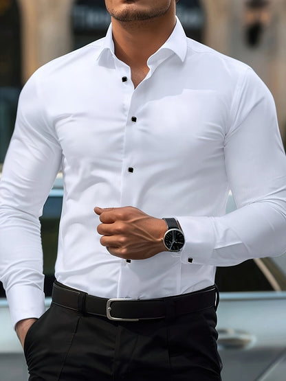 Men's Business Slim Fit Long Sleeve Shirt – Elegant Look for Office and Leisure