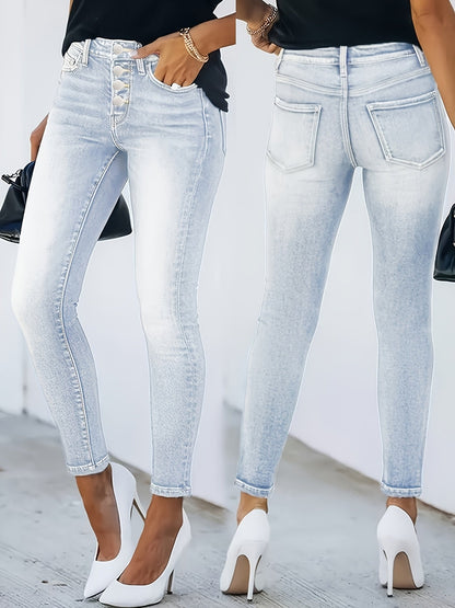 Women's High Waist Skinny Jeans Street Style Casual