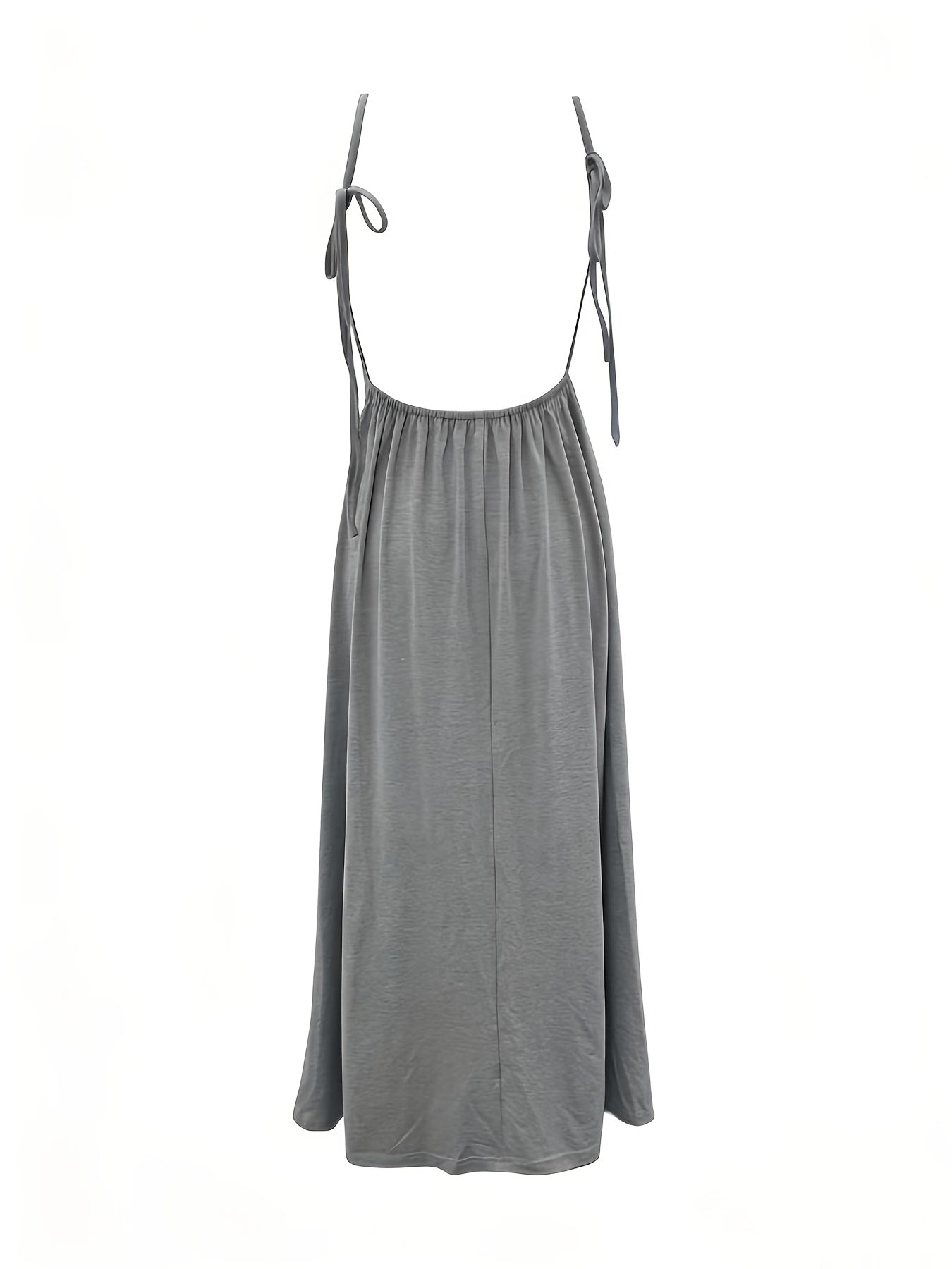 Women's maxi dress with open back, spaghetti straps, and high leg slit – Elegant summer dress for parties & vacation