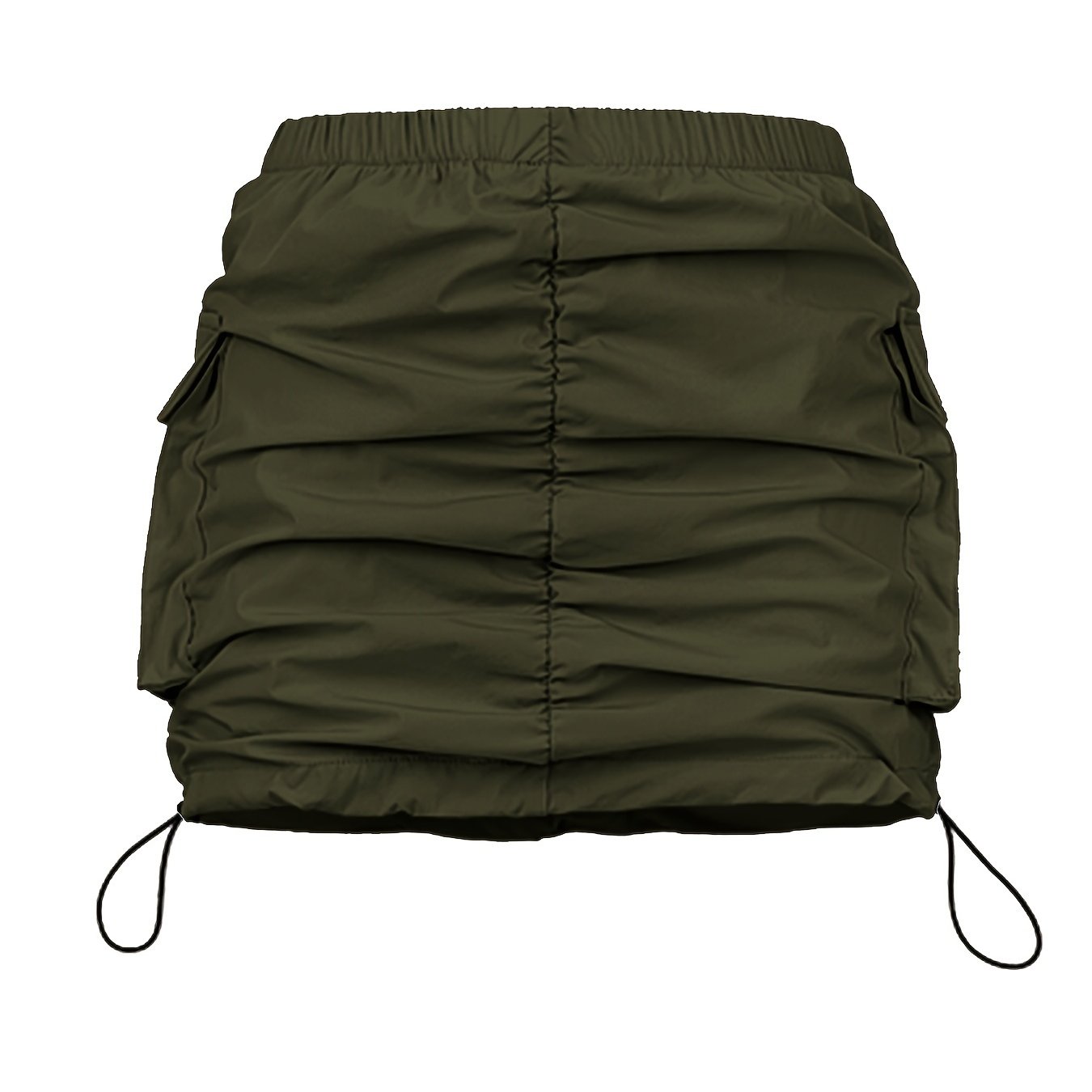 Damen Utility Minirock mit Kordelzug und Cargotaschen – Streetstyle Freizeitrock