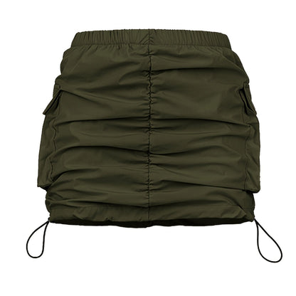 Damen Utility Minirock mit Kordelzug und Cargotaschen – Streetstyle Freizeitrock