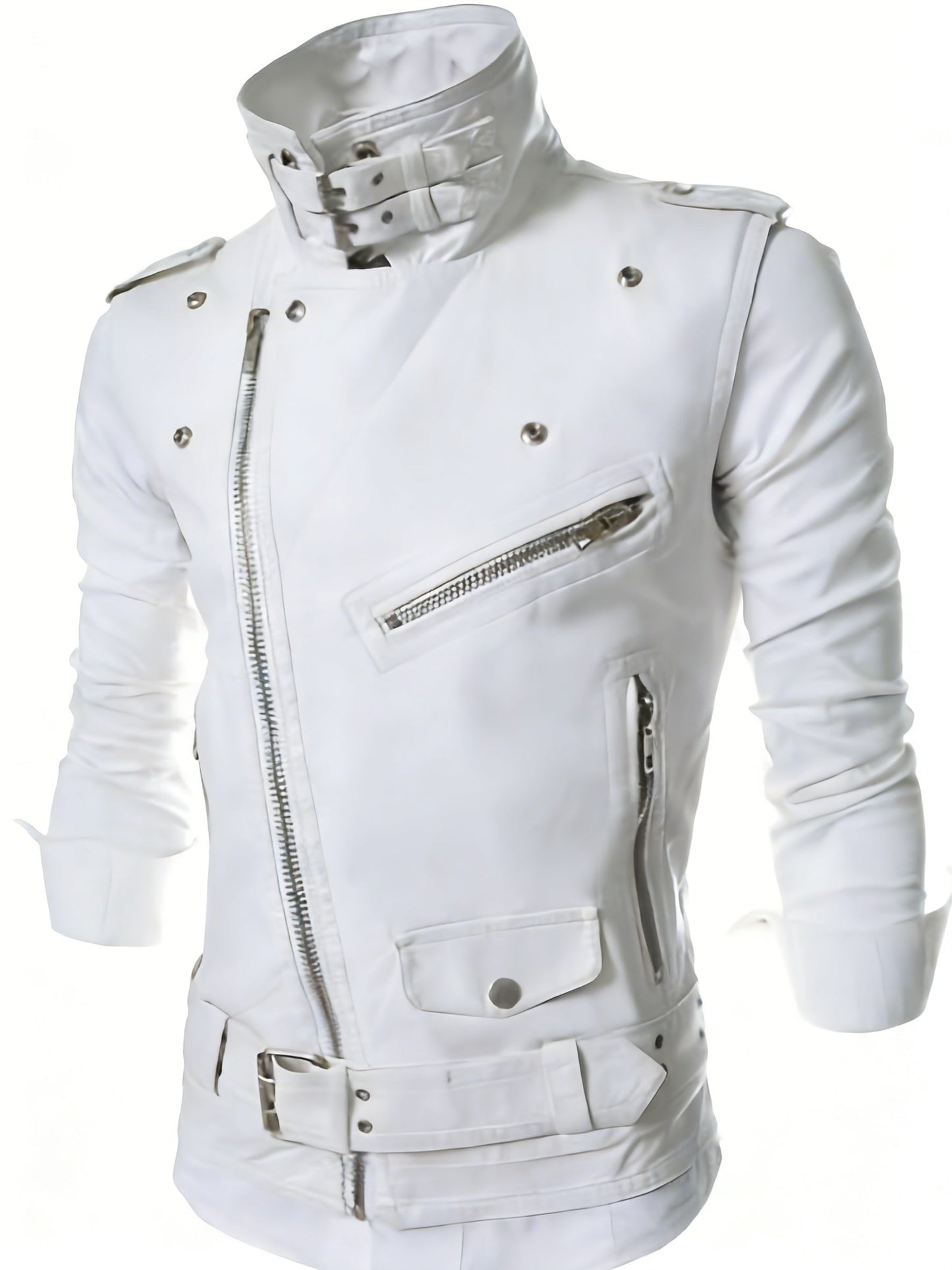 Sleeveless biker vest with zippers and studs
