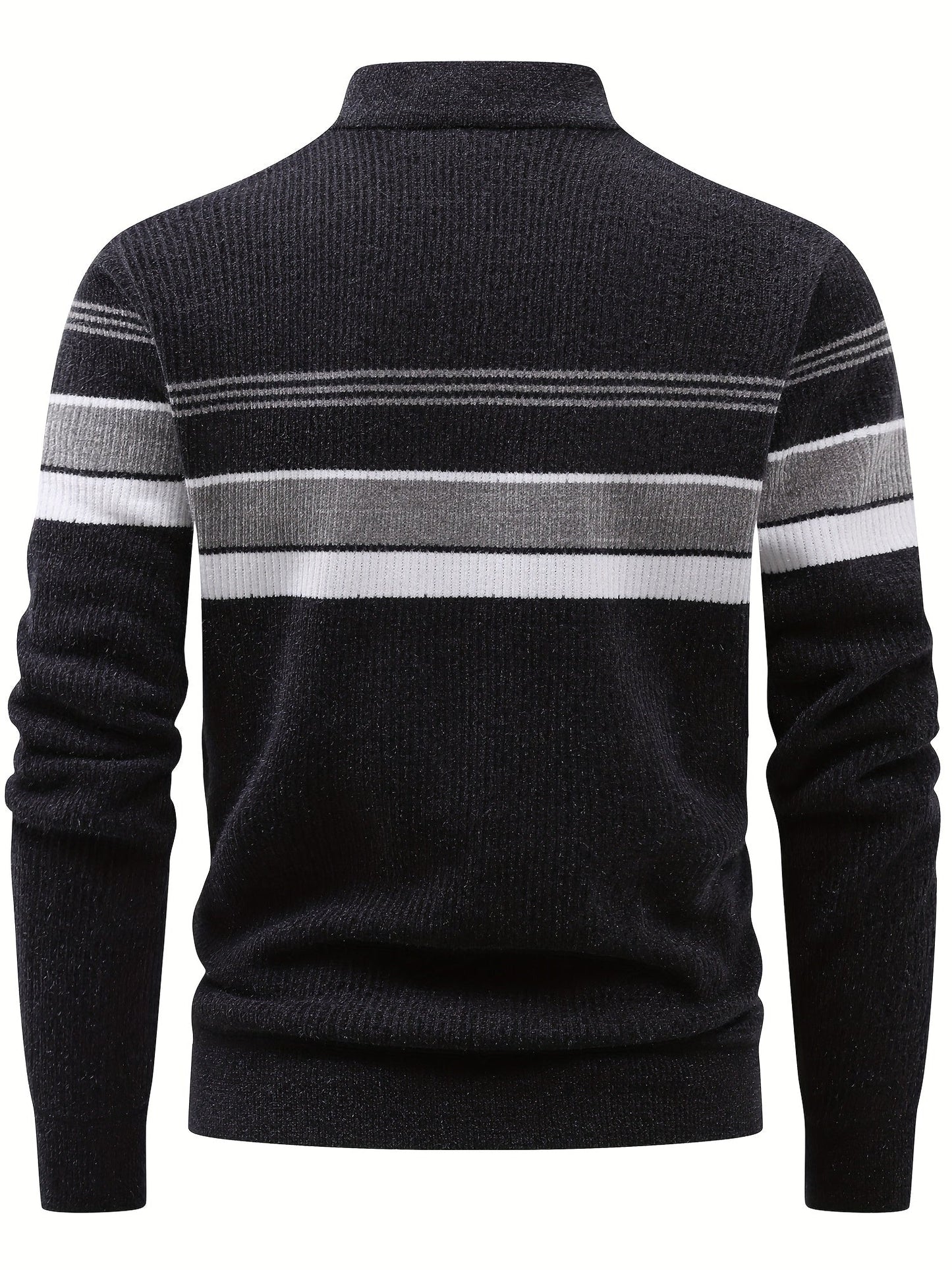 Herren Halb-Reißverschluss Pullover Gerippt mit Streifen