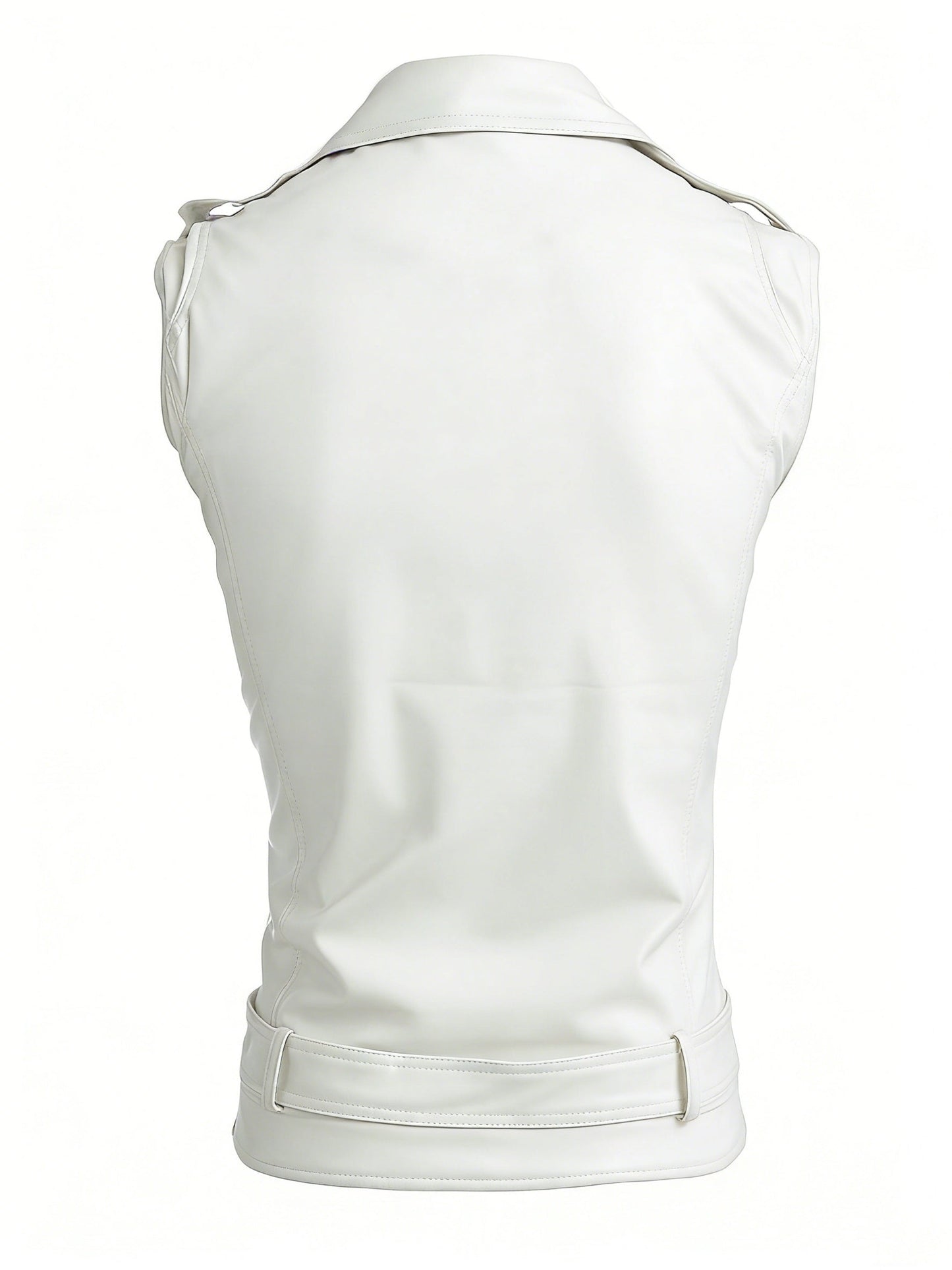 Sleeveless biker vest with zippers and studs