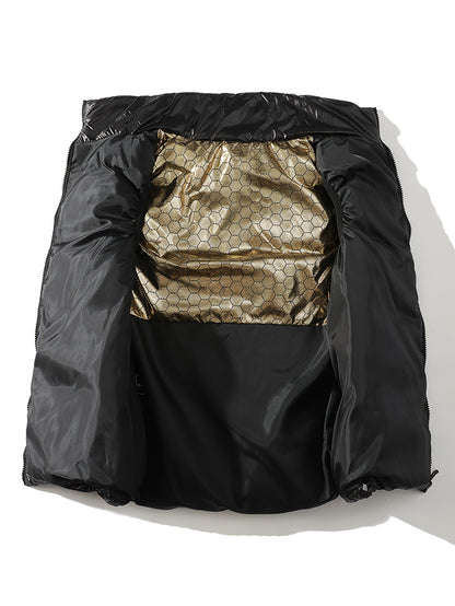Men's quilted vest with hood – Shiny puffer vest