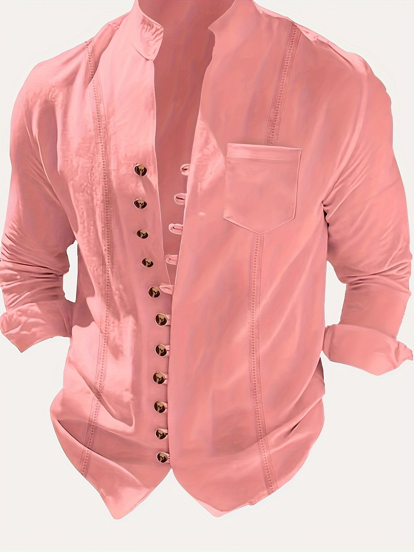 Men's Stand Collar Casual Shirt with Button Placket – Casual Look for Everyday and Special Occasions