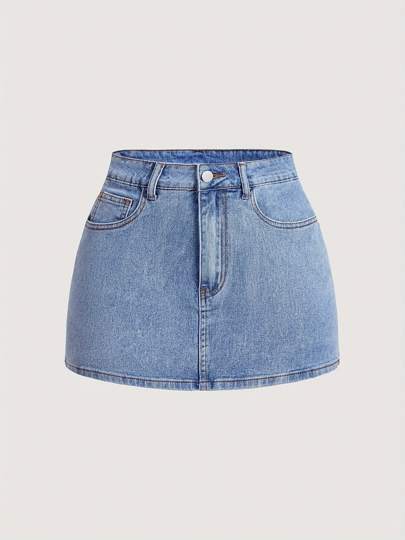 Women's denim mini skirt with pockets and bow detail – Elegant casual look