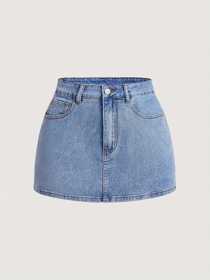 Women's denim mini skirt with pockets and bow detail – Elegant casual look