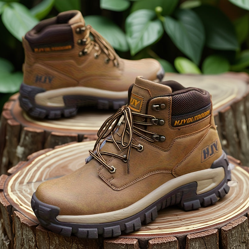 Herren Outdoor Stiefel Schwarz mit Schnürung Robuste Sohle Knöchelhoch
