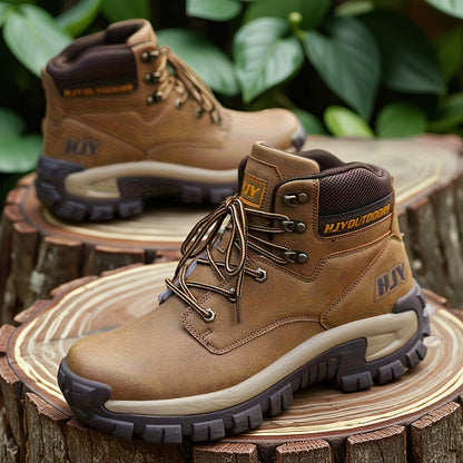 Herren Outdoor Stiefel Schwarz mit Schnürung Robuste Sohle Knöchelhoch