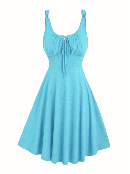 Damen Skaterkleid mit Schnürung – Freizeitkleid im Vintage-Stil für Alltag und Sommer