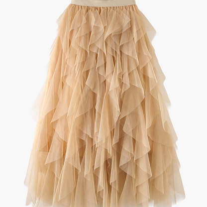 Women's Maxi Skirt with Ruffle Layers – Elegant Tulle Skirt for Formal Occasions