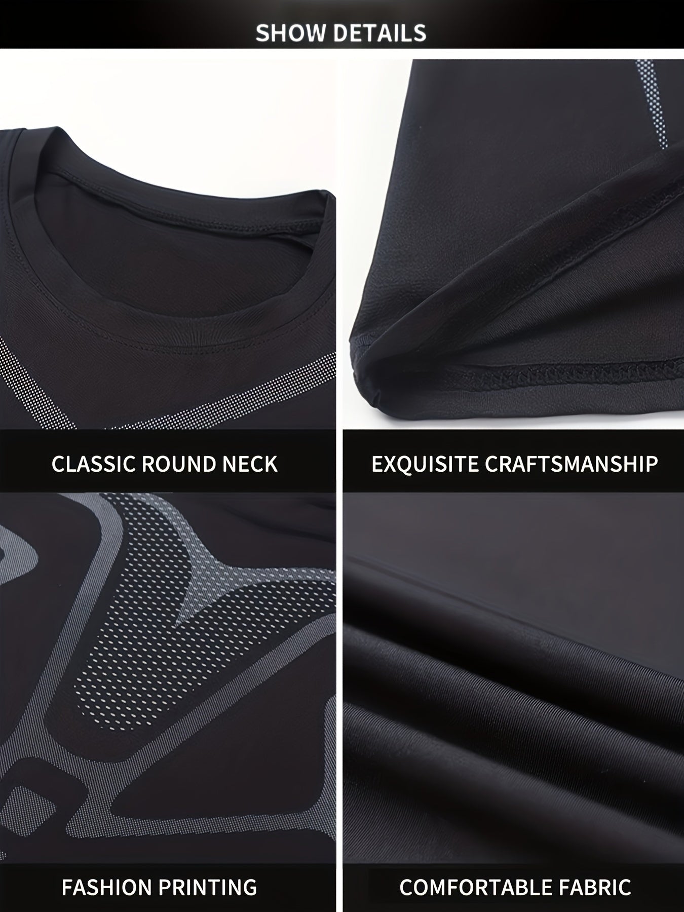 Men's long-sleeve black thermal underwear set with a compression fit